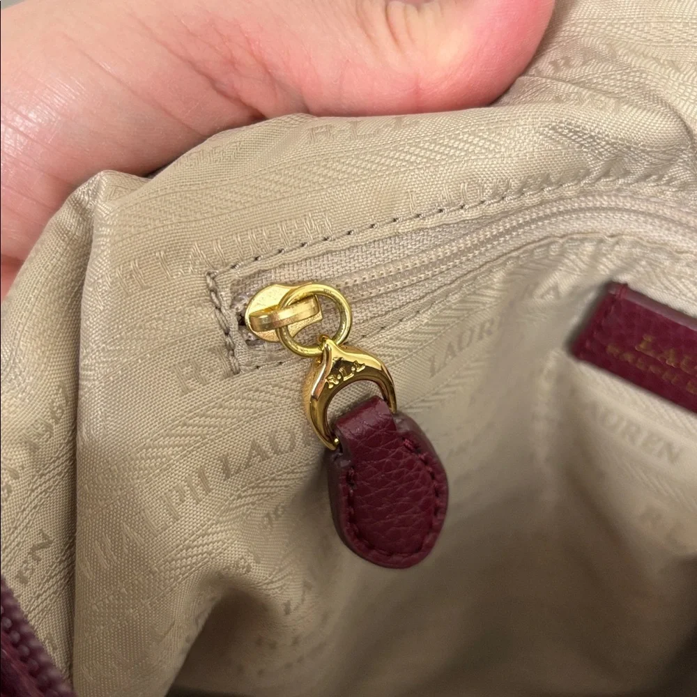 Lauren Ralph Lauren Deep Red Hobo Shoulder Bag - Medium Size